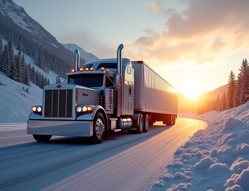Heavy duty logistics truck on a Colorado mountain pass